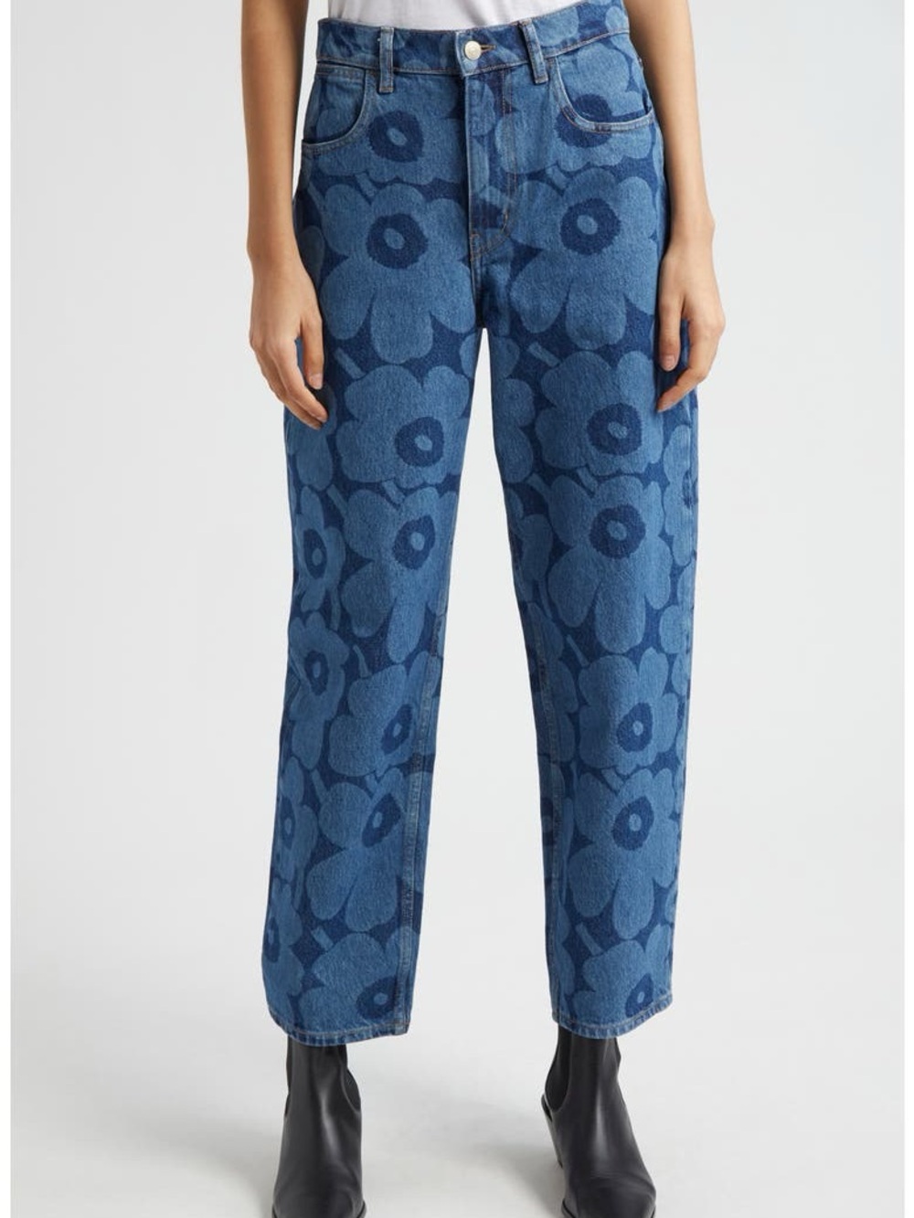Marimekko Maridenim “Barrel Unikko” Relaxed Barrel-Leg Jeans – Size 28